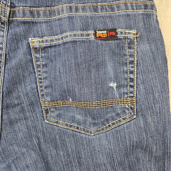 Timberland Pro FR Flame Resistant Bootcut Jeans Mens 34x32 Blue Denim Grunge - Picture 9 of 14